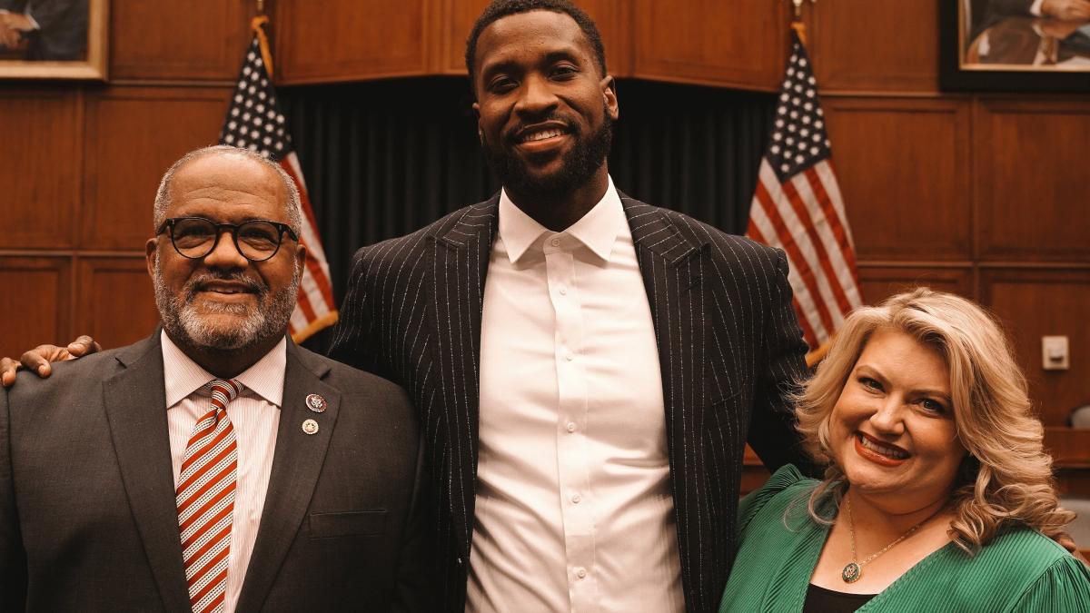 From left to right: Congressman Carter, Michael Kidd-Gilchrist, and Congresswoman Cammack participate in the Unified Voices Caucus Kickoff Event in Washington, D.C.