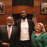 From left to right: Congressman Carter, Michael Kidd-Gilchrist, and Congresswoman Cammack participate in the Unified Voices Caucus Kickoff Event in Washington, D.C.